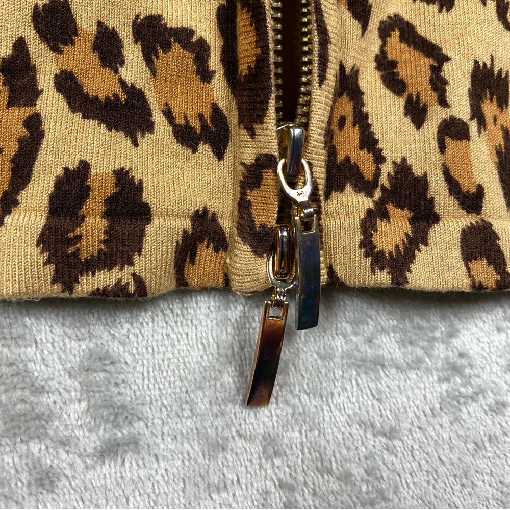 Cache Leopard Print Double Zip Jacket Cardigan Si… - image 3